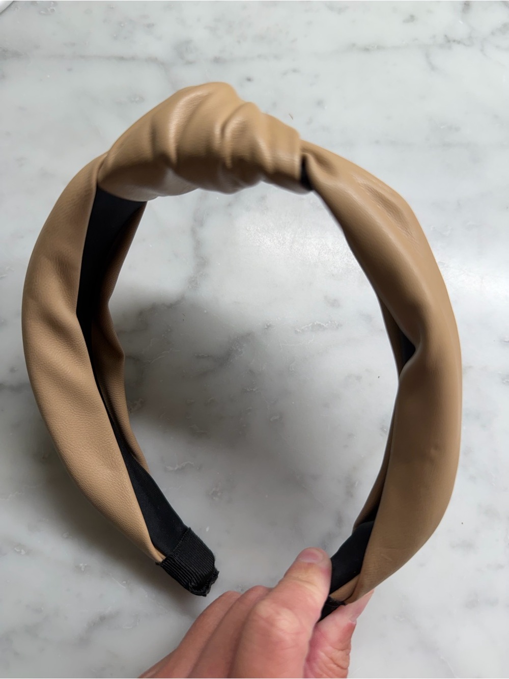 Tan Faux Leather Knotted Headband | Like New